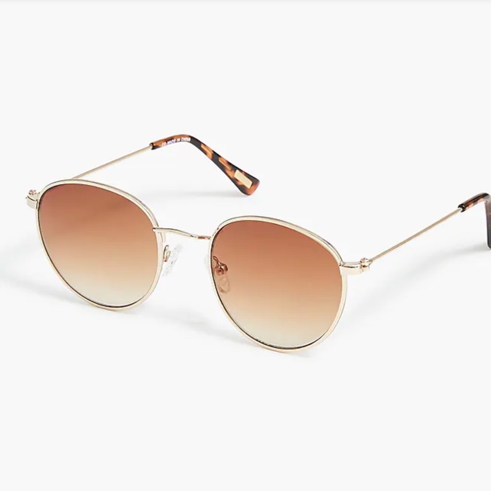 J.Crew Round Metal Brass Frame Sunglasses in case